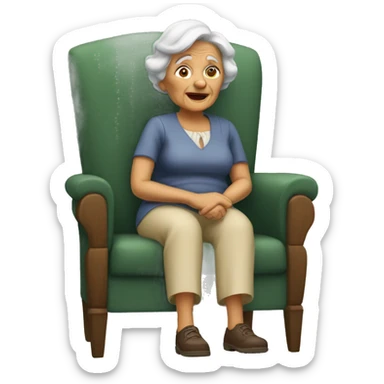 old women sitting in chair sticker
