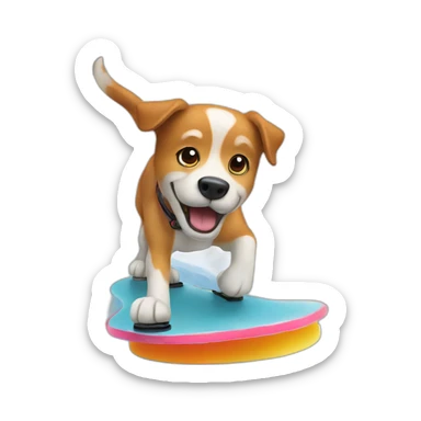 dog skating on a frozen lake of jello sticker