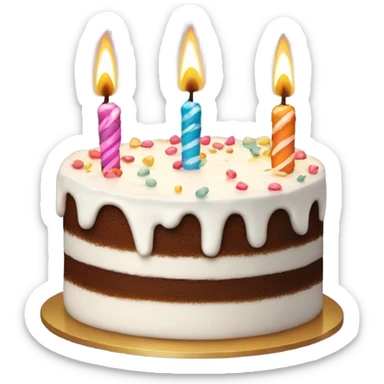 Birthday cake with sparkler candles and white icing sticker