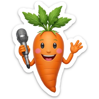 singing carrot with microphone sticker