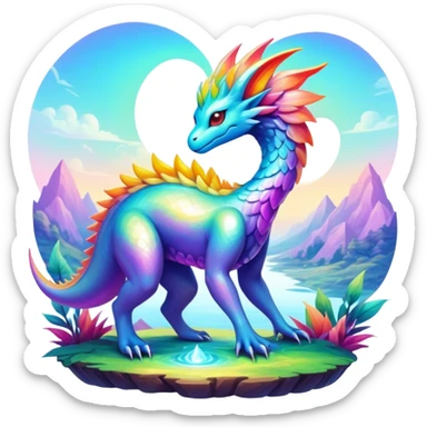 Epic divine complex iridescent aesthetic-Fakémon-creature-scenery sticker