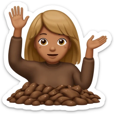 poop wearing a wig and waving hi while pooping sticker