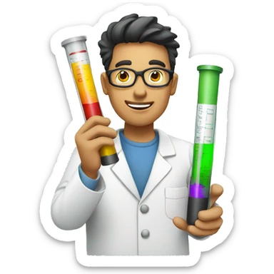 scientist holding essay tubes sticker