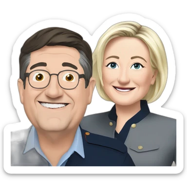 Marine Le Pen bois une vie avec Jean-Luc Melenchon sticker