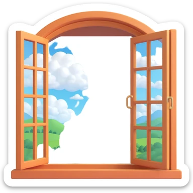 a big window with a idyllic scenery skylight and clouds visible sticker