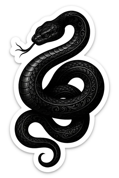 gothic snake, black and silver, intricate and mysterious, no background sticker
