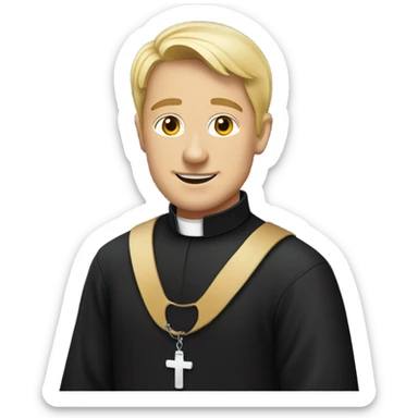 blond Vicar wearing black shirt and dog collar standing sticker