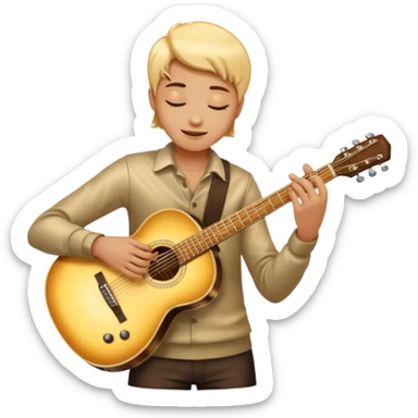 cinematic-realistic-guitar,-polished-metal,-warm-golden-reflections-dancing-along-its-surface,-soft-hands-carefully-positioned-over-the-keys,-glowing-with-an-elegant-and-airy-charm. sticker