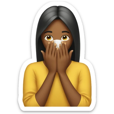 girl with hands covering face  sticker