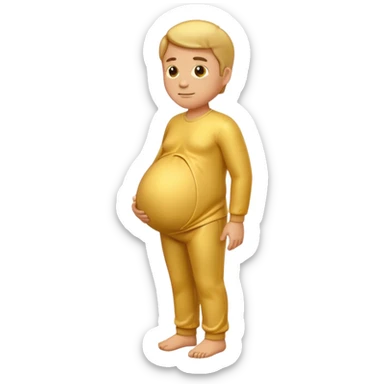 pregnant man emoji, side view, all gold sticker