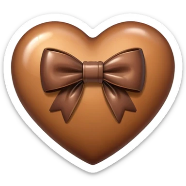 Brown heart with bow sticker
