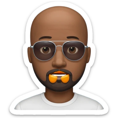 Bald male, black sunglasses, goatee beard, realistic portrait sticker