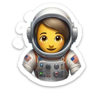 An astronaut in a rocket traveling past planets and stars sticker