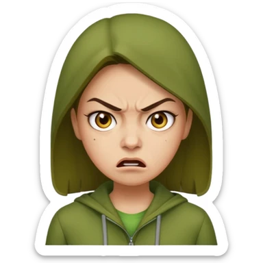 Give me a woman in green who is angry sticker