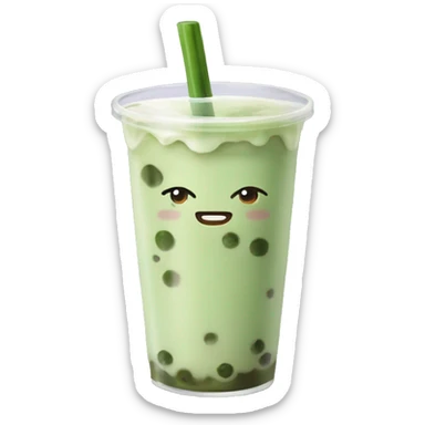 Matcha milk tea with boba sticker
