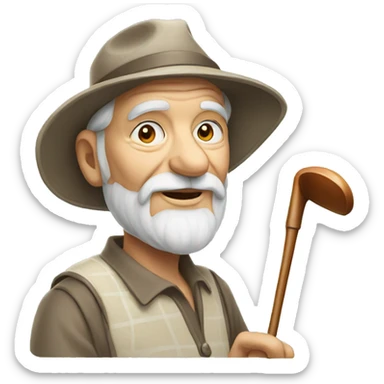wise old man portrait golfing  sticker
