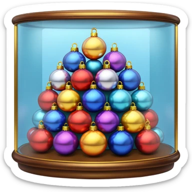 old Ornaments in a glass  showcase sticker