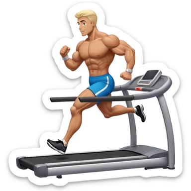 bodybuilder running on treadmill sticker