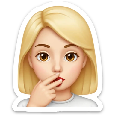 face with finger to lips, shushing gesture, classic emoji look sticker
