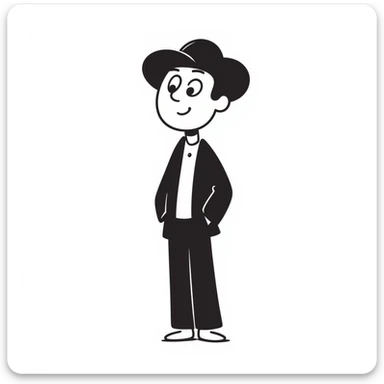 Henry Stickmin character, simple stick figure with expressive face, black lines, white background sticker