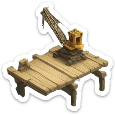 medieval wooden crane into stone pit sticker