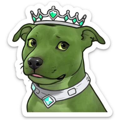 Tan pitbull with Princess Leia hair  sticker