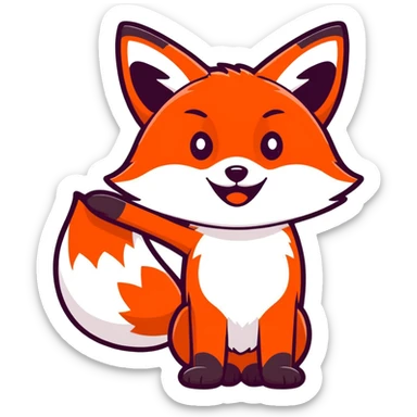Red fox waving hi sticker