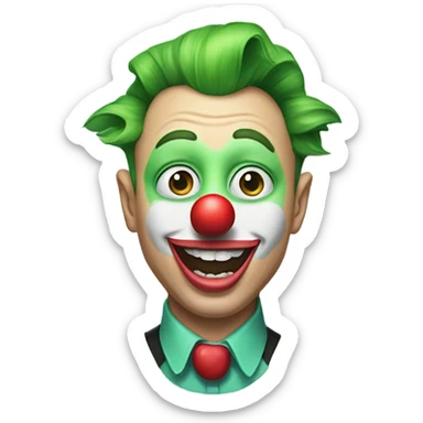 elon musk with a clown face and green nose with a dollar sign on it and puppy dog tongue and ears like an egirl sticker