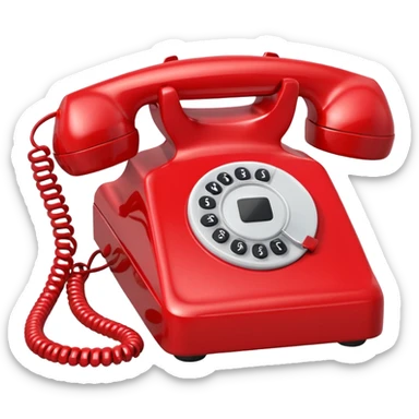 red analog telephone, glossy finish, bright saturated red, smooth curves, minimal details, clean and shiny
 sticker