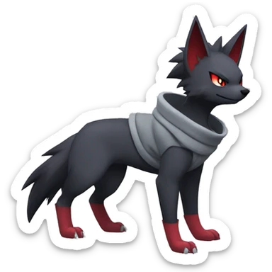Cool Edgy Zorua-Zoroark-Mightyena with a collar and hoodie-sweater full body sticker