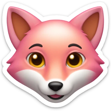 Pink fox with a big smile and eyes closed  sticker