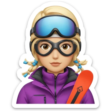 skiing women blonde sticker