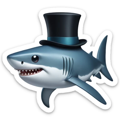 Shark with a top hat sticker