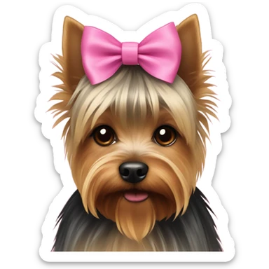 yorkshire terrier with pink bow sticker