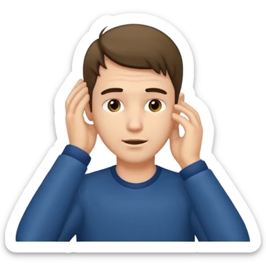 man tucking his hair behind his ear sticker