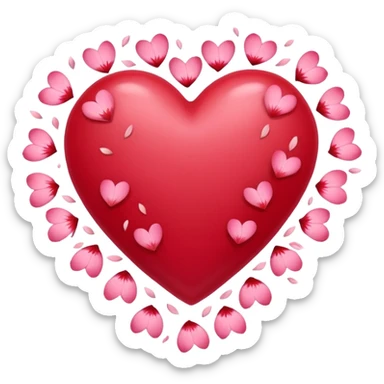 heart with sakura petals falling sticker