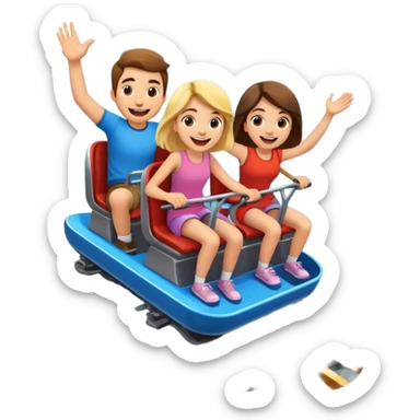 Two girls and one guy riding a mountain coaster sticker
