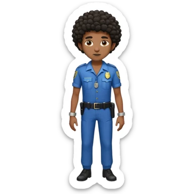 Make a dirty Indian with a short Afro that is curly hair getting arrested. Make the Indian skinny too. Give him a it support outfit not a police uniform sticker
