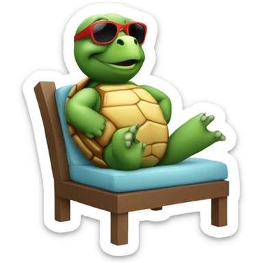 Turtle with sunglasses sunbathing  sticker