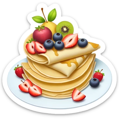 Crepe with fruit toppings in emoji style sticker