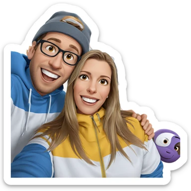 friends enjoying indoor selfie sticker