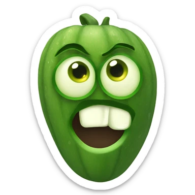 Mad emoji with cucumber eyes sticker