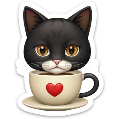 Cat drinking coffee sticker