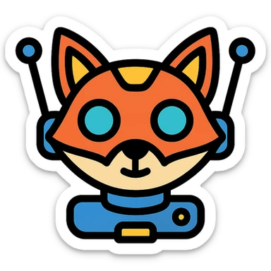 fox with a bot or robotic theme sticker