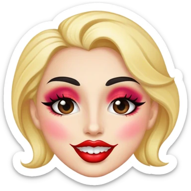 kiss make up happy face sticker