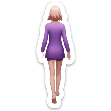 A small figure walks back across a foggy bridge, holding soft pink and purple orbs in each hand—symbolizing compassion and forgiveness. A gentle heart aura trails behind them, showing healing in motion. sticker