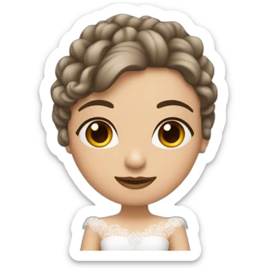 Novia castaña ojos marrones con velo de novia sticker