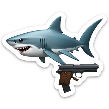 Shark with a gun sticker