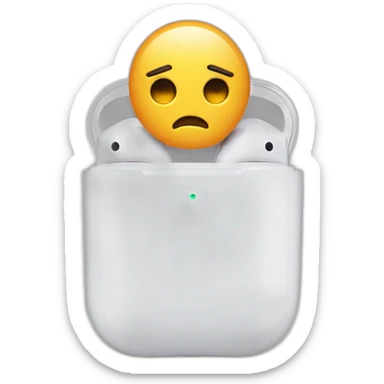 sad face with cross eyes, have airpods on ears sticker
