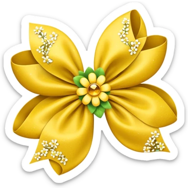 yellow flower bow with glitter sticker